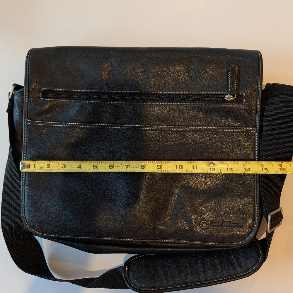 Franklin Covey Leather Satchel Briefcase Cross Body Laptop Bag Black
